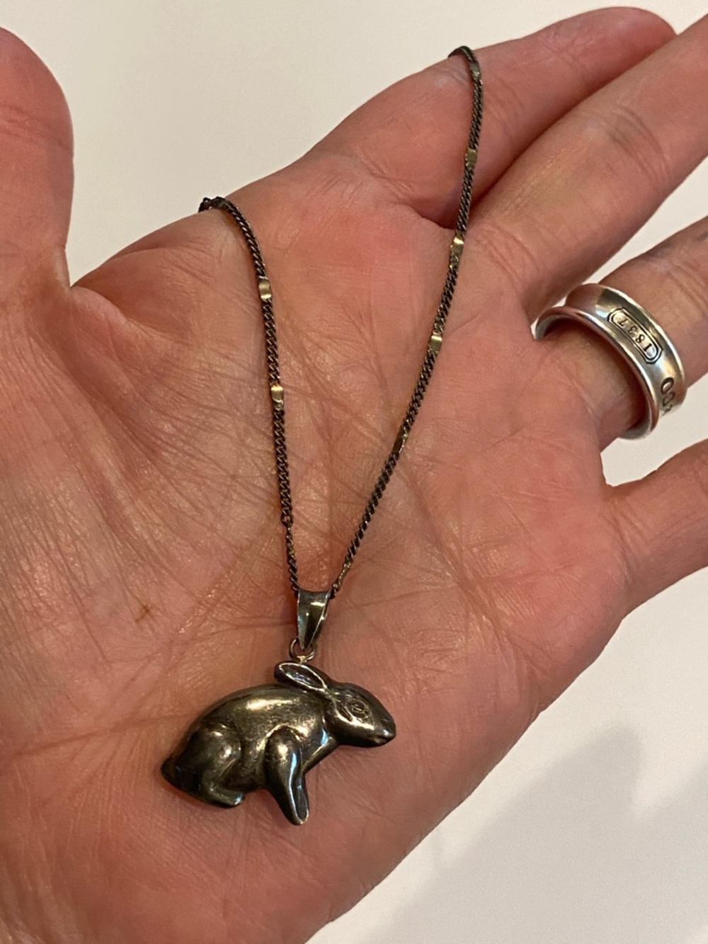 Victorian Sterling Rabbit Pendant Necklace - Picture 7 of 14